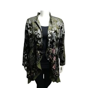 Chico's Women's MEDIUM Embroidered Velvet‎ Burnout WITCHY Whimsigoth  Cardigan